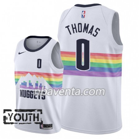 Camiseta Niños Denver Nuggets Isaiah Thomas 0 2018-19 Nike City Edition Blanco Swingman